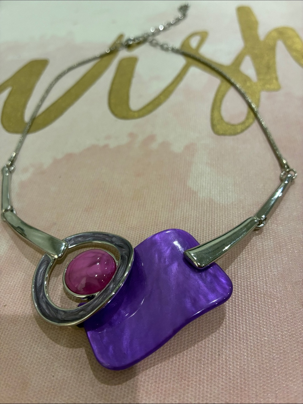 Contemporary Purple Statement Pendant Necklace